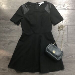 BCBGeneration A Line Dress Black,cocktail party punk Leather ponte knit size 4